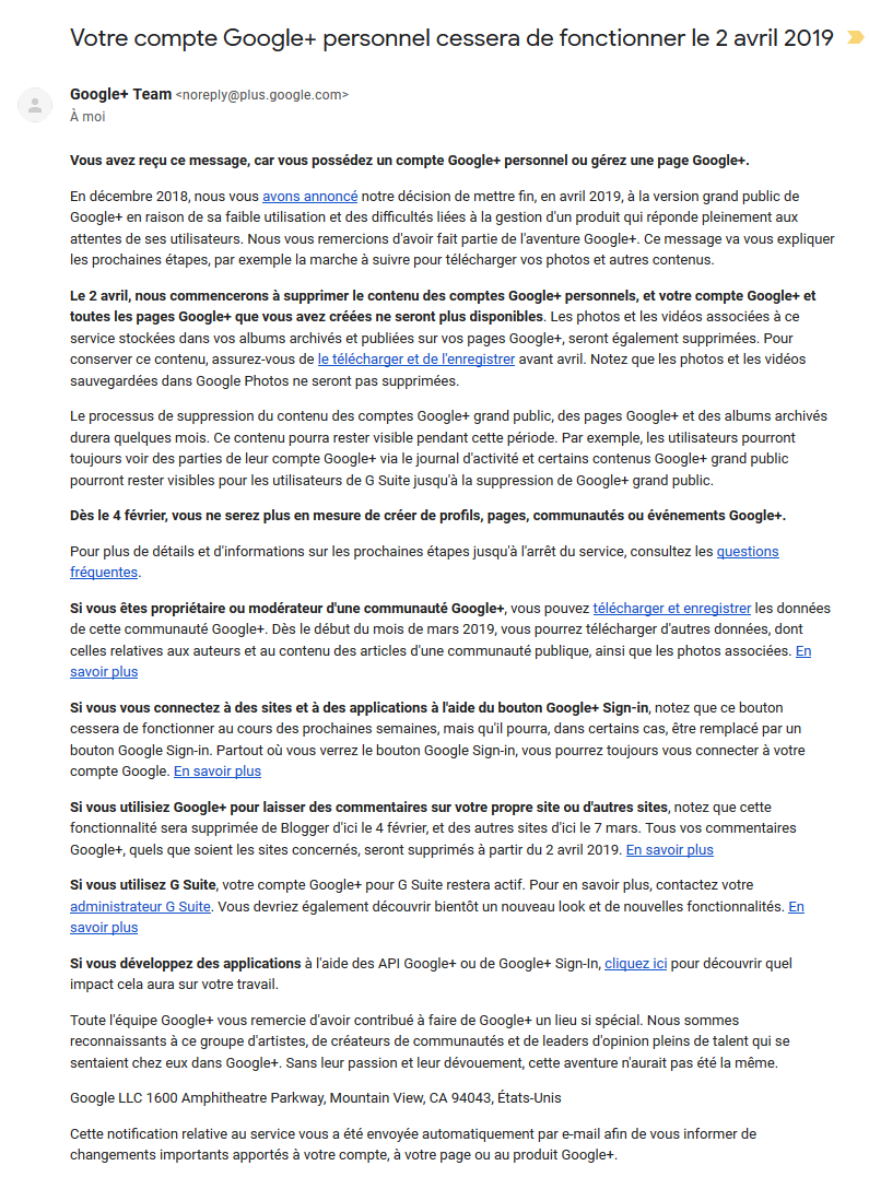 Le mail d'adieu Le mail d'adieu