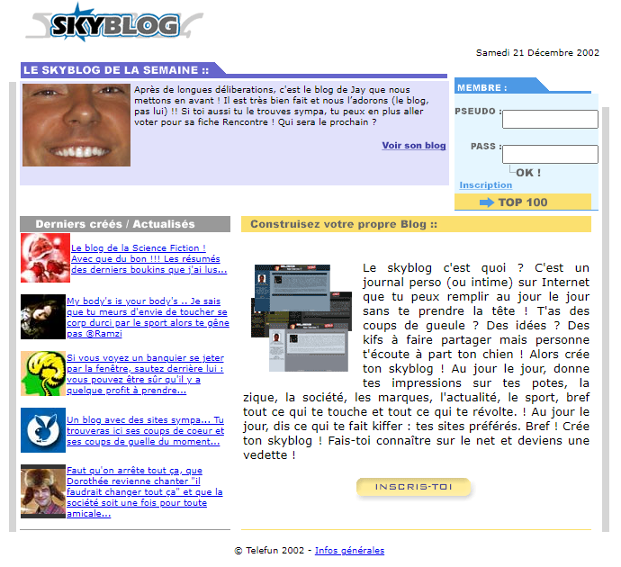 Lancement de skyblog