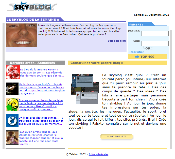 Lancement de skyblog Lancement de skyblog