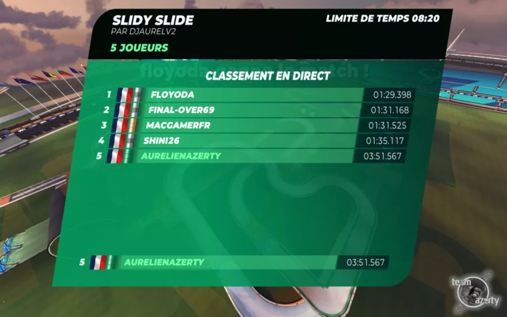 Le classement sur Slidy Slide